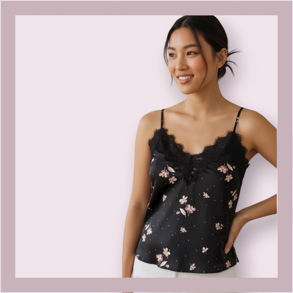 Abercrombie & Fitch Black Lacey Floral Camisole